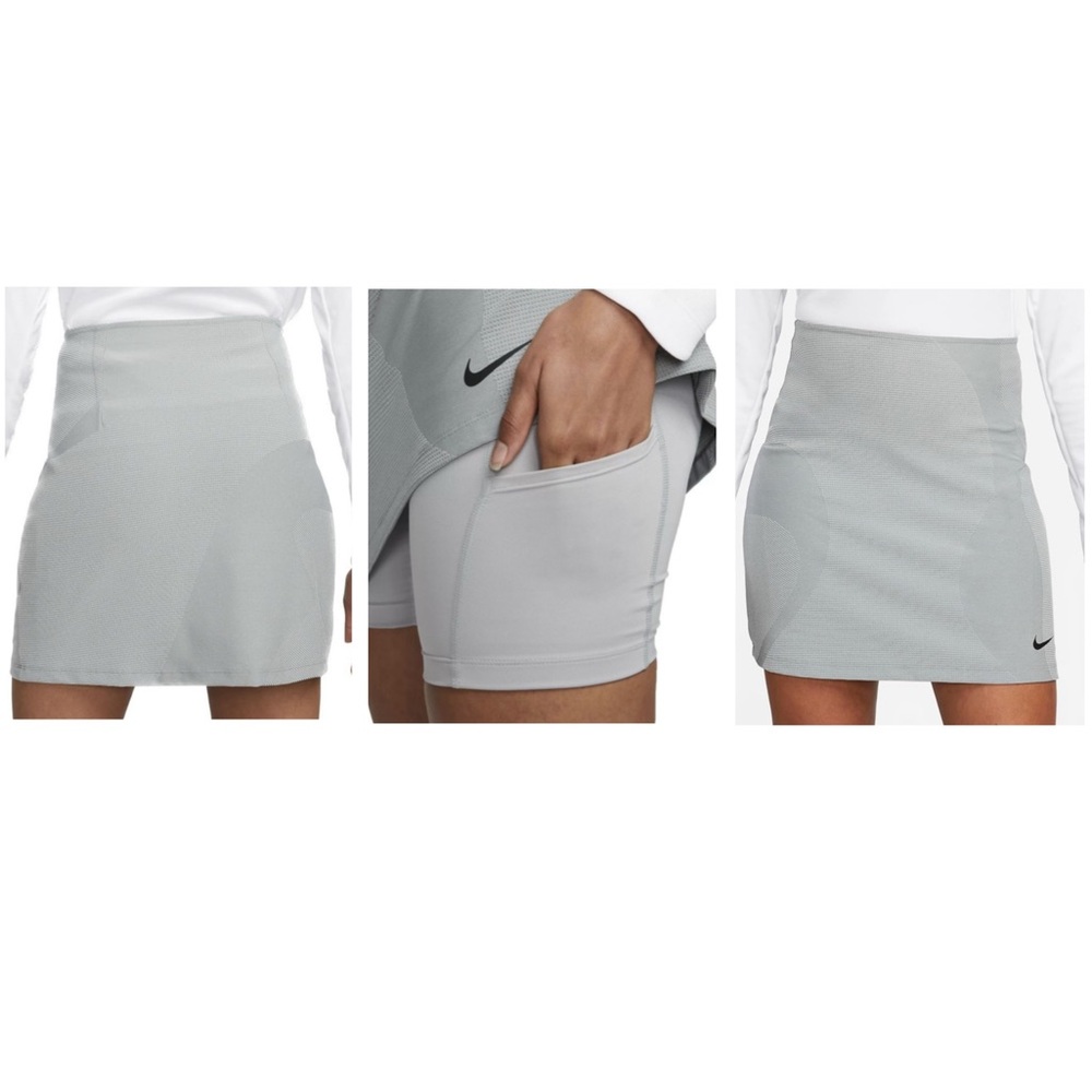 Nike Dri Fit UV Tour Skort Skirt Golf Light Smoke Grey Gray Black Large NWT NEW